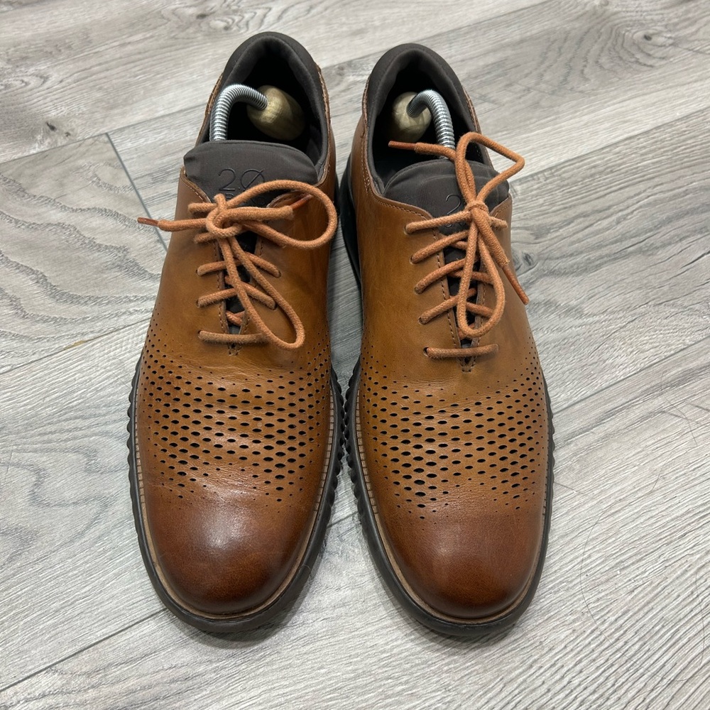Cole Haan Brown Perforated Leather Oxfords